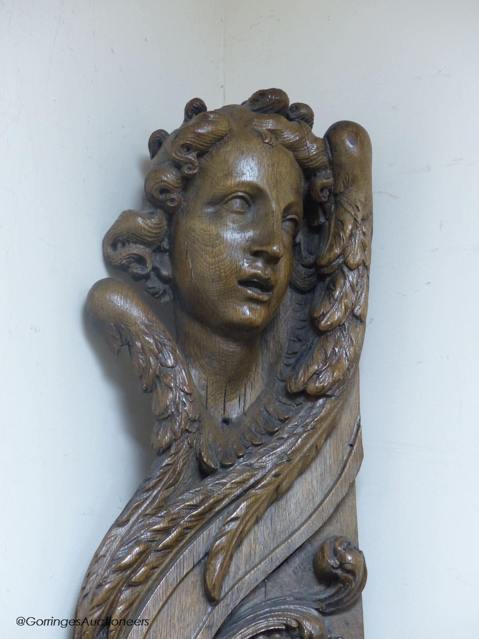 A large 18th century carved oak architectural frament